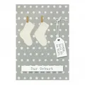 Babykarte Söckchen Leine zur Geburt Karte Räder Design