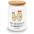 Mr. & Mrs. Panda Vorratsdose Bären mit Blumenkranz - Weiß - Geschenk, Geschenk Mama. Muttertag, Fr, Keramik, (1-tlg) weiß