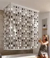 KW Eck-Duschrollo incl. 2 Alu-Kassetten + 2 Rollos - Mosaik grau 132+56x240 cm