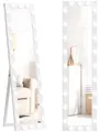 HOMCOM Ganzkörperspiegel 150 x 40 cm LED Standspiegel mit 24 Glühbirnen Weiß