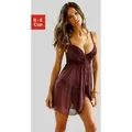 LASCANA Negligé mit Push-up und Vorderverschluss, sexy Dessous, Reizwäsche lila 80