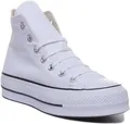 Converse A CT Wie Lift Hi Schnürer Damen Trainer IN Weiß UK 2- 9