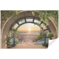 Wallarena Fototapete 3D EFFEKT Fenster Strand Meer Palmen Natur Wohnzimmer Schlafzimmer, Glatt, 3D-Optik, Tapete inklusive Kleister Vliestapete Motivtapete 3.12 m x 2.19 m