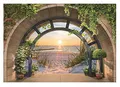Fototapete 3D EFFEKT Strand Meer Fenster mit Aussicht Natur Ostsee 300x210 cm - inkl. Kleister - für Wohnzimmer Schlafzimmer Flur Modern Vlies Tapete Vliestapete Wandtapete Motivtapeten UV-Beständig