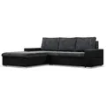 Links Ecksofa mit Schlaffunktion Aurora, Schwarz + Schwarz - Schwarz