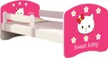 ACMA Jugendbett Kinderbett Junior-Bett Komplett-Set mit Matratze Lattenrost und Rausfallschutz Weiß 16 Sweet Kitty 2 160x80