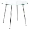en.casa Esstisch, »Humppila« Glastisch 87 x 75 cm Chromfarben silberfarben 87 cm x 75 cm x 87 cm