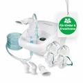 Medisana IN 500 inhaler, compressor nebulizer with mouthpiece and mask for adults and children, for colds or asthma with extra accessories and a long hose