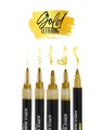Online Pen Fineliner Gold Lettering, (5x goldene Metallic-Acryl-Stifte, deckend, Handlettering-Stifte mit verschiedenen Spitzen), Fineliner, Brushpen, Marker, Kalligrafie-Stift