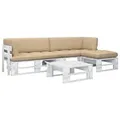 vidaXL 4-tlg. Paletten-Lounge-Set Weiß Imprägniertes Kiefernholz