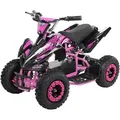 Kinderquad Racer 1000, Pocket-Quad mit 1000 Watt Elektromotor, 3 Batterien, Stoßdämpfer, bis 25 km/h (Schwarz/Pink)