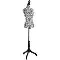 Tectake Schneiderpuppe  Torso Weiblich  77 x 38 x 168 cm Blumenmuster Schwarz Weiß