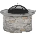 Feuerstelle, Grau, Stein, 92x48x92 cm, Freizeit, Campingzubehör, Feuerschalen