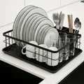 JOHSEATY Abtrofgestell Geschirr Inklusive Abtropfschale - 42x32cm I Rostfrei mit Besteckhalter I Abtropfständer Abtropfgitter Geschirrtrockner Geschirrabtropfgestell Küche I Dish Drainer Drying Rack