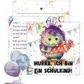 TOBJA Einladungskarten Monster 10x Einladung Einschulung Junge u. Mädchen, Einladungskarten Einschulung Schule bunt|weiß