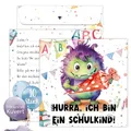 TOBJA 10er Set Einschulung Einladungskarten Inklusive bedruckte Umschläge Süßes Monster Design Einladung Einschulung Junge und Mädchen (Monster)