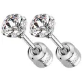 Taffstyle Paar Ohrstecker Ohrringe Edelstahl Stecker Ohrstecker Schraubverschluss Zirkonia Stein (Silber), Geschenke für Frauen Freundin zum Geburtstag Weihnachten Valentinstag silberfarben 5mm
