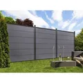 TraumGarten Grau XL Sichtschutzzaun WPC Zaunfeld Set, Anthrazit Profile, Aluminium Abschlussleisten, Pflegeleicht, Wetterfest, Modulares System, Nu... - Grau