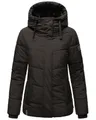 Navahoo Damen Winterjacke warme Steppjacke mit Kapuze und abnehmbaren Kunstfell-Kragen Sag ja XIV Black Gr. XL