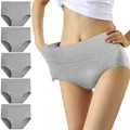 YouShow Unterhosen Damen 5er Pack Baumwolle Hohe Taille Unterwäsche Slip Stretchanteil(Grau,2XL)