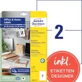 AVERY Zweckform LR3655-10 Recycling Etiketten (20 Adressaufkleber, 210x148mm auf A4, 100% recyceltes Altpapier, bedruckbare Versandetiketten, selbstklebende Klebeetiketten, DHL) 10 Blatt, naturweiß