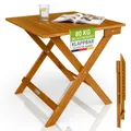 Juskys® Beistelltisch Zadar S - Klappbar für platzsparende Nutzung, aus geöltem Akazienholz, ideal für Garten und Balkon, 46x46x46 cm
