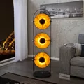 Retro Design Stehlampe 3-flammig 130 cm außergewöhnlich Schwarz Gold Wohnzimmer