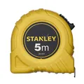 Stanley Bandmaß Basic, 0-30-497 (5m Länge, Maßband mit robusten Kunststoff-Gehäuse, 19mm breit, Endhaken zweifach vernietet, mit Gürtelclip, Feststeller & automatischen Rücklauf)