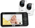 GHB Babyphone mit 2 Kameras 5 Zoll 720P HD IPS-Display Babyphone Kamera 500mAh