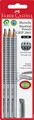 FABER-CASTELL 117097 - Bleistift GRIP 2001, Härtegrad B, 3er Packung mit einem Radierer