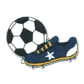 Aufnäher / Bügelbild - Fußball Fußballschuh Sport - weiß - 6x4,3cm