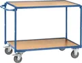 FETRA Tischwagen, leicht, 2 Etagen, L 850 x B 500 mm, bis 300 kg, Stahl/Holz, blau 125475