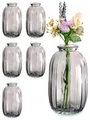 6 Mini Glasvasen Deko Blumen Vase Hochzeit klein Tisch Väschen Set Vintage