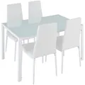 tectake® Esszimmergruppe Berlin 5-teilig gepolstert mit Kunstlederbezug