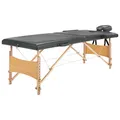 vidaXL Massagetisch mit 2 Zonen Tragetasche Höhenverstellbar Massagebank Massageliege Kosmetikliege Therapieliege Holzrahmen Anthrazit 186x68cm