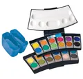 Pelikan Farbkasten ProColor® Schwarz/Blau mit 24 Farben, und Deckweiß Malkasten Schulmalfarben