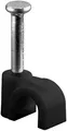 goobay 64677 Kabelschelle 100er Set / Kabelhalterung zur Kabel Befestigung bis zu 4mm Durchmesser / Kabelklemme mit Nagel für Wand, Türrahmen, Ecken und Aufputz / 100 Stück / Schwarz