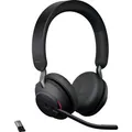 Jabra Evolve2 65 MS On Ear Headset Bluetooth Stereo Schwarz Lautstärkeregelung, Batterieladeanzeige, Mikrofon-Stummschaltung Telefon