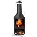 BBQ Collection Terrassenofen mit Schornstein Feuerstelle 44,5 x 44,5 x 134 cm - Gartenkamin für Brennholz - Gartenofen mit Funkenschutz und Holzab...