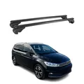 OMAC Aluminium Dachträger Querträger für VW Touran 2003-2026 – TÜV/DIN 75302:2019 – Abschließbar – Max. 75 kg – 2 Stangen Schwarz