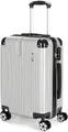 BRUBAKER Handgepäck Koffer London - Reisekoffer mit Zahlenschloss, 4 Rollen und Komfort Tragegriffen - 37 x 56 x 22 cm ABS Trolley - Hartschalen Rollkoffer (M - Silber)