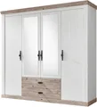 Drehtürenschrank HOME AFFAIRE "Florenz Landhausschrank,rustikale Metallgriffe mit feinen Verzierungen", weiß (weiß, pinie), B:217cm H:201cm T:60cm