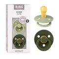 BIBS Colour Schnuller 2er-Pack, BPA-frei, Kirschform Nippel. Naturkautschuk/Latex, Hergestellt in Dänemark. Größe 1 | 0+ Monate | 2-Pack, Sage/Hunter Green