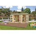LASITA MAJA Gartenhaus Zambesi XL, BxT: 240x260 cm, (Set), Blochbohlenhaus 28mm 2-Raum, Fundamentmass 3800x2400, Naturbelassen beige