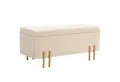 HOMCOM Sitzbank mit Stauraum Polsterbank mit Samtoptik (Sitztruhe mit Holzbeine, 1-St., Truhenbank), für Wohnzimmer Schlafzimmer Flur 100 x 40 x 42 cm, Beige