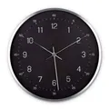 K&L Wall Art Wanduhr lautlose Retro Metalluhr Schwarz-Silber Edelstahl Optik Ø 30 cm (ohne Tick-Geräusche, leises Quarz Uhrwerk)