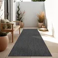 Paco Home Outdoor Teppich, Wetterfest Pflegeleicht Küchenteppich Ideal für Terrasse Balkon Garten, Flachgewebe Sisaloptik Modern Einfarbig meliert, Grösse:60x100 cm, Farbe:Anthrazit