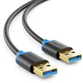 deleyCON 1,5m USB 3.0 Super Speed Kabel - A-Stecker zu A-Stecker - Übertragungsraten bis zu 5 Gbit/s - Schwarz/Blau