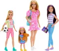 Barbie Schwesterpuppen-Set mit Kleidung und Zubehör, enthält Barbie, Skipper, Stacie und Chelsea
