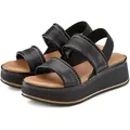 LASCANA Sommerschuh, Sandale, Sandalette, offener Schuh, Plateausandale, Plateausandaletten Sandalette aus Leder mit modisch bequemer Plateausohle schwarz 37